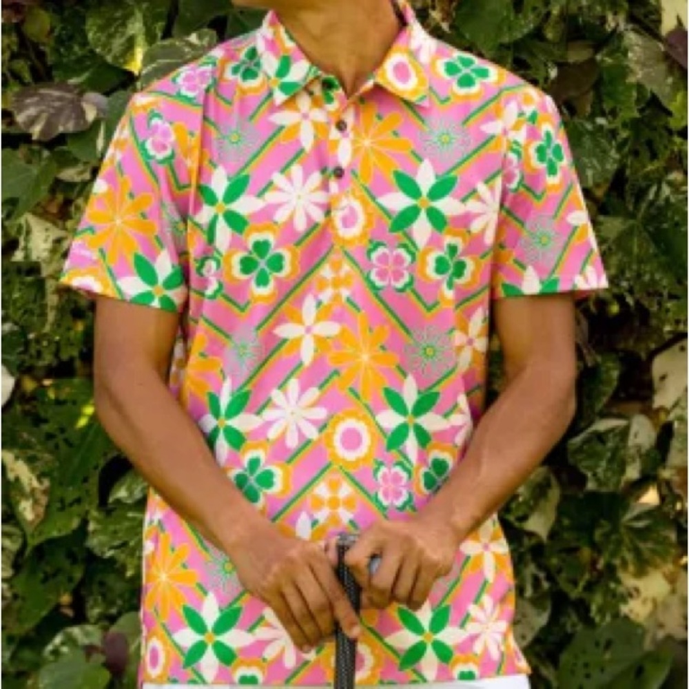 Kenny Flowers Limited Edition Acapulco Floral Hawaiian Retro Golf Polo Shirt L